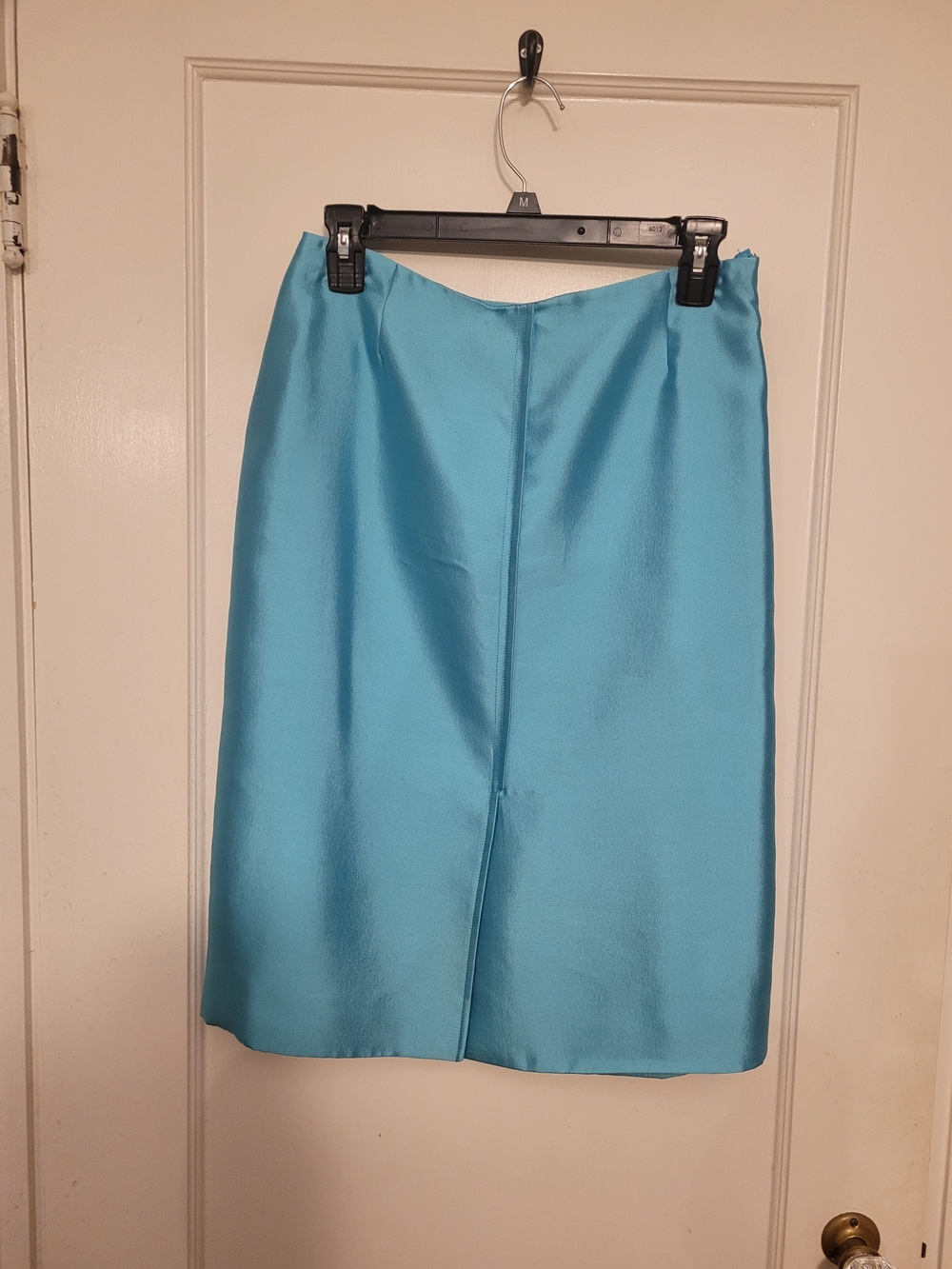 Badgley Mischka Aqua Satin Pencil Skirt